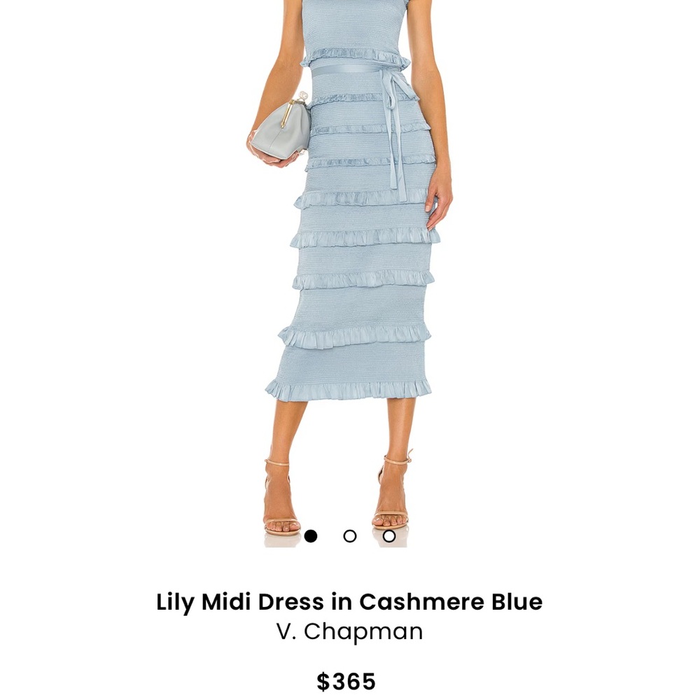 V. Chapman Blue Pleated Tiered Midi Dress